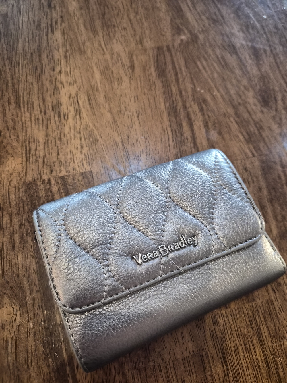 Vera Bradley Metallic Silver Quilted Wallet - Silver